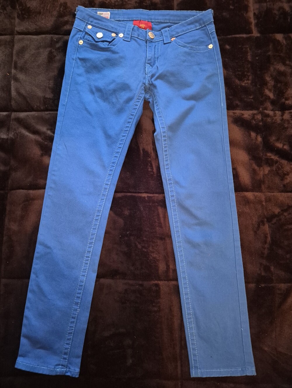 True Religion Billy Super T Bootcut Jeans Women's Size 29 Royal Blue Low Rise - Picture 3 of 9